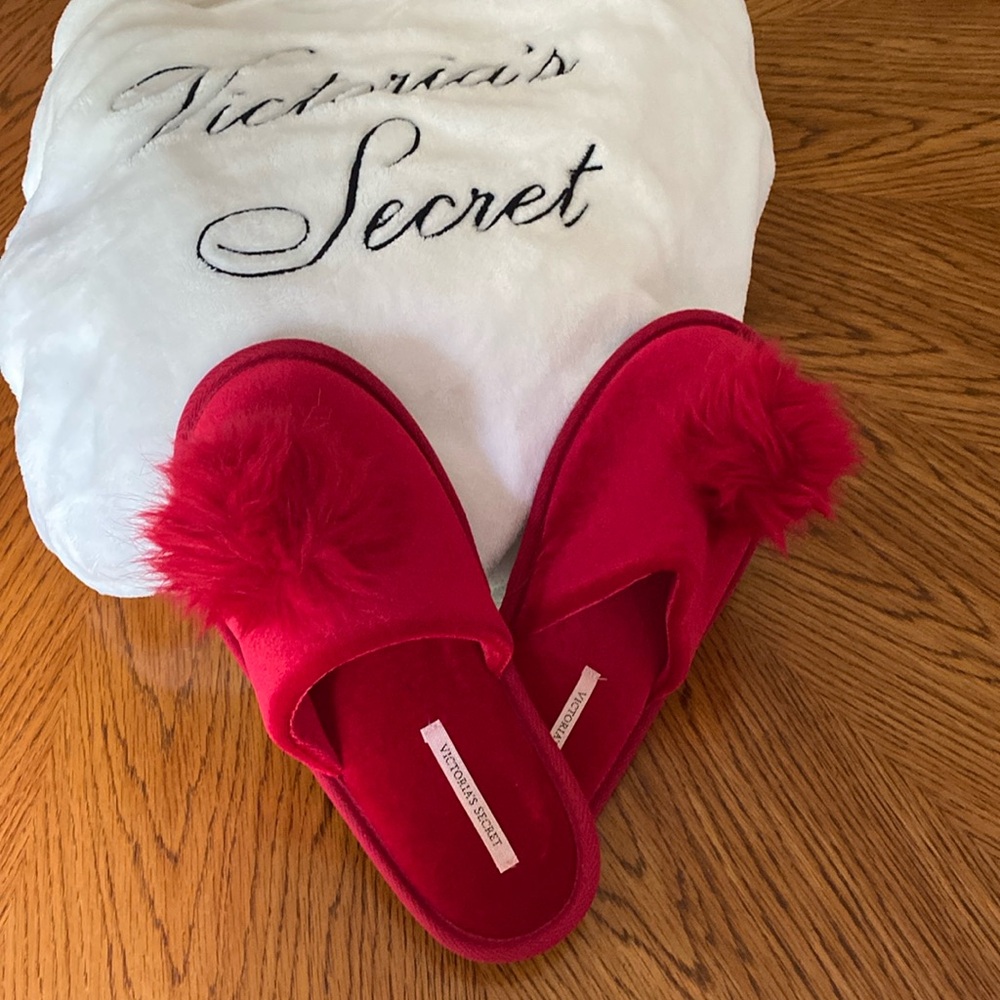 Victoria Secret Plush Red Slippers